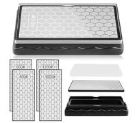 Kalolary 2PCS Double Sided Diamond Sharpening Stone with 1 Non-Slip Base