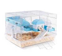Kalolary 3-Levels Dwarf Hamster Cage, Small Hamster Habitat Chew-Proof Metal Carrier Travel Cage Gerbil Mice Rat Mouse Home with Complete Set of Accessories (18.5" L x 11.8" W x 11.8" H, Blue)