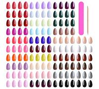 Kalolary 30 Colors Full Cover False Nails - Almond Acrylic Artificial Glossy Stiletto Nails - 720pcs, Includes Nail File & Stick for Woman Girls DIY Home Salon Nail Art