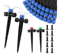 Kalolary 30 Pcs Drip Irrigation Emitters with 10 End Plugs, Push-to-Fit Quick Connect Drippers for 1/4 Inch Irrigation Tubing, 360° Adjustable Flow Garden Watering System (8 Holes Blue)