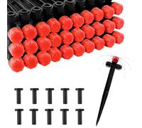 Kalolary 30 Pcs Drip Irrigation Emitters with10Pcs End Plugs, Push-to-Fit Quick Connect Adjustable Irrigation Dripper for 1/4 inch Irrigation Tubing, Garden Watering (8 Holes Red)