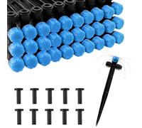 Kalolary 30 Pcs Drip Irrigation Emitters with10Pcs End Plugs, Push-to-Fit Quick Connect Adjustable Irrigation Dripper for 1/4 inch Irrigation Tubing, Garden Watering (8 Holes Blue)