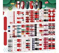 Kalolary 30 Sheets Christmas Full Wraps Self-Adhesive Stickers, Winter Snowflake Santa Snowman Designs with 2Pcs Nail Files for Party Nail Decorations