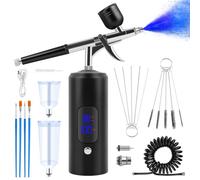 Kalolary 38PSI Airbrush Kit with Compressor, Rechargeable Cordless Airbrush Compressor High Pressure Airbrush Compressor for Barber, Nail Art, Cake Decor, Makeup, Model Painting (Black)