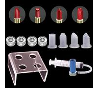 Kalolary 4 Holes Simple Design DIY Makeup Cosmetics Lipstick Mould Silicone Mold Making Tool Set with Lipstick demoulder(Bird Beak-Shape + Heart-Shape + Diamond-Shaped + Double-Beveled)