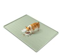 Kalolary 47" x 35" Silicone Dog Food Mat, Waterproof Pet Feeding Mat with Raised Edge, Extra Large Dog Bowl Mat Non-Slip Water Bowl Placemats for Dogs, Protects Floors, Easy to Clean (Light Green)