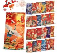 Kalolary 48PCS Chinese New Year Red Envelope Lucky Hong Bao Chinese Style Bronzing Design Pattern Traditional Red Money Pockets for Spring Festival, Birthday and Wedding (48)