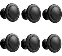 Kalolary 6 Pack Cabinet Knobs Round Mushroom Single Hole Drawer Knobs Furniture Knobs for Door Cupboard Kitchen Pull Handle with Screws (Black)