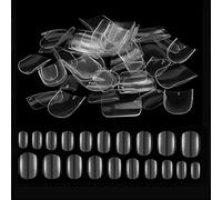 Kalolary 600pcs Kids False Nail, Children Transparent Acrylic Nail Tips Full Cover Short False Nail Kits, Lovely Gift for Kids Little Girls Nail Art Decoration, Transparent Color