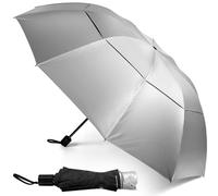 Kalolary 62 Inch Extra Oversize Large Compact Golf Umbrella, UPF50+ Double Canopy Vented Windproof Waterproof Stick Oversized Umbrella for Women & Men(Sliver)