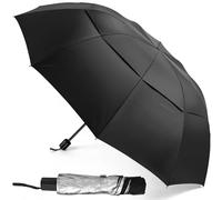 Kalolary 62 Inch Extra Oversize Large Compact Golf Umbrella, UPF50+ Double Canopy Vented Windproof Waterproof Stick Oversized Umbrella for Women & Men(Black)