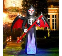 Kalolary 7.87Ft Ghost Inflatables with Sickle - Halloween Skull Ghosts for Yard Garden Lawn Horror Party Decorations