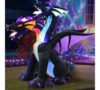 Kalolary 7ft Halloween Inflatable Decoration 2-Headed Dragon, Giant Animated Fire & Ice Dragon Yard Lawn Outdoor Decoration with Build-in Lights for Holiday Party…