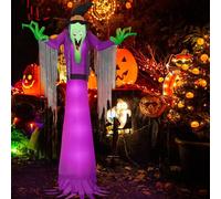 Kalolary 8.8FT Halloween Inflatable Witch, Giant Lawn Blow Up Decoration Purple Horror Props Witch with Hat and LED Light for Halloween Indoor Veranda Outdoor Garden Yard Decorations