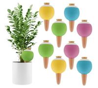 Kalolary 8 PCS Clay Tips Irrigation, Plant Terracotta Watering Devices, Large Plant Watering Globes, Self Watering Spikes with Wooden Stopper for Pots, Planters, Indoor & Outdoor Plants(4 Colors)