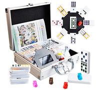 Kalolary 91 Tiles Double 12 Mexican Train Dominoes in an Aluminum Case | Dominoes Games with 9 Trains Instruction Booklet Score Pads and Octagon Shape Hub Office Family Party Table Game
