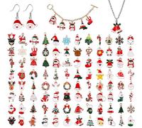 Kalolary 96P Christmas Enamel Gold Charms for Jewelry Making, Assorted Gold Charms for Christmas Snowflake Snowman Tree Hat DIY Necklace Bracelet Earrings Making Crafting Decoration