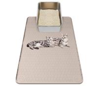 Kalolary Cat Litter Mat - Extra Large Cat Silicone Litter Mat for Scatter Control, Soft on Kitty Paws Waterproof Easy to Clean (Beige, 86x56cm)