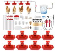 Kalolary Complete Set Automatic Chicken Drinking System, Upgraded Extra Large Poultry Chicken Waterer Cup with Stainless Steel PVC Pipeline，Float Valve and Tank Connector Kit(66 Accessories Included)