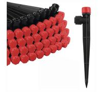 Kalolary Drip Irrigation Emitters - Quick Connect Adjustable 360 Degree Water Flow Drippers Emitters for 1/4" Tubing, Garden Irrigation Drippers for House Garden Flower (8 Holes-50P, Red)