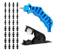 Kalolary Drip Irrigation Hole Punch Tool Kit, 2-in-1 Drip Tube Hole Punch & 1/4" Hose Cutter with 16 Barbed Connectors and End Plugs, Professional Drip Irrigation Tool Set for Garden Watering Systems