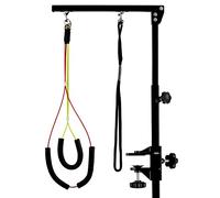 Kalolary Foldable Pet Grooming Arm with Clamp, Dog Grooming Loop Noose & Two No Sit Haunch Holder, 35.5" Height Adjustment Grooming Arm for Large and Small Dogs (Black)