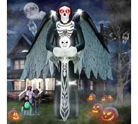 Kalolary Halloween inflatable decorations, giant Halloween outdoor inflatable decorations with Build-in LED Lights Outdoor Indoor Holiday Decor Home Yard Lawn Garden (Winged Grim Reaper)