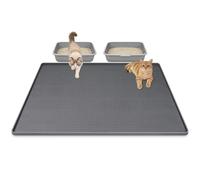 Kalolary Large Cat Litter Box Mat, 47" x 35" Silicone Litter Trapping Mat for Cats, Trapping Mat for Scatter Control with Raised Edge Waterproof Silicone Pad for Floor Easy to Clean (Dark Gray)