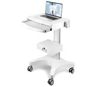 Kalolary Medical Trolley Cart,Medical Laptop Workstation Trolley Cart with Laptop Tray&Oral Scanner Holder Mobile Dental Clinic Cart on Wheels with Drawer Rolling Lab Carts for Hospital Dental Office