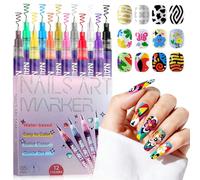 Kalolary Nail Art Pens - 12PCS Acrylic Nail Paint Markers, Nail Polish Pens Fine Tip, Quick-Dry, Waterproof, Smooth Ink for DIY Nail Painting, Manicure & Craft Design