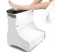 Kalolary Pedicure Foot Rest, Manicure Foot Rest with Wheels PU Leather Home Beauty Footrest Pedicure Foot Stool Stand for Easy-at Home Salon Use (Black White)