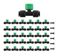 Kalolary Push-to-Fit Drip Irrigation Emitters - 30pcs Quick Connect Adjustable 360 Degree Water Flow Drippers with 6pcs Plugs, Emitters for 1/4" Tubing, Irrigation Drippers for Garden (Green-8 Holes)