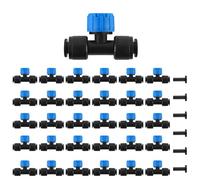 Kalolary Push-to-Fit Drip Irrigation Emitters - 30pcs Quick Connect Adjustable 360 Degree Water Flow Drippers with 6pcs Plugs, Emitters for 1/4" Tubing, Irrigation Drippers for Garden (Blue-8 Holes)