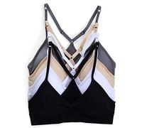 Kalon 4 Pack Racerback Sports Bralette V Neck for Women - - S