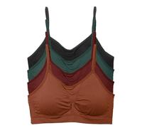 Kalon 4 Pack Women’s Nylon Spandex Removable Pads Comfort Cami Bras Wireless, F. Fest, S/M