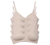 Kalon Women’s 4 Pack Demi Padded Bralette Wireless Comfortable Bra, 4pk Light Beige, S/M