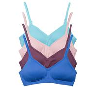 Kalon Women’s 4 Pack Demi Padded Bralette Wireless Comfortable Bra, Light Vintage, M-L/Plus