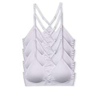 Kalon Women’s 4 Pack Racerback Sports Bralette Seamless Wireless Comfort Bra, 4pk White, S