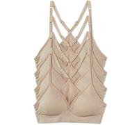 Kalon Women's 4 Pack Racerback Sports Bralette Seamless Comfort Bra, Pack of 4 light beige, XS