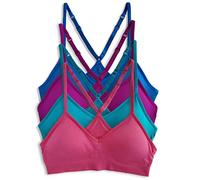 Kalon Women's 4 Pack Racerback Sports Bralette Seamless Wireless Comfort Bra, Gemstones, S