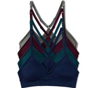 Kalon Women's 4 Pack Racerback Sports Bralette Seamless Wireless Comfort Exercise Bra, Winter, L