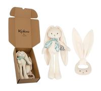 Kaloo - Baby Gift Set - 2 Pieces : Rabbit Soft Toy 25 cm + Silicone Teething Ring - Lapinoo - Cream - from Birth - K390041