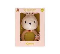 Kaloo - K'doux - Baby Rattle - FSC Wood Ring - Rabbit Plush with Rustling Paper - Promotes Development - Stimulates The Senses - Poppy Pattern - 0 Months +, K216002