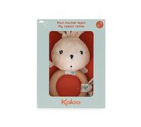 Kaloo - K'doux - Baby Rattle - FSC Wood Ring - Rabbit Plush with Squeaker - Promotes Development - Stimulates The Senses - Dove Pattern - 0 Months +, K216001