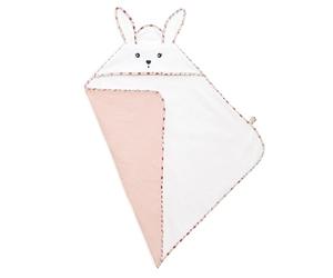 Kaloo - K'doux - Rabbit Bath Cape for Babies - Soft and Absorbent - 75 x 75 cm - Cotton Bath Towel with a Rabbit-Eared Hood - Poppy Pattern - 0 Months +, K216007