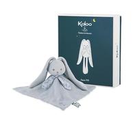 Kaloo, Lapinoo, Baby Comforter Rabbit Blue with Long Ears, From Birth | Square Comforter in Corduroy and Viscose, Long Ears Easy to Hold, Scarf and Personalised Gift Box, Easy for Little Hands