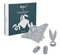Kaloo - Lapinoo - Newborn Gift Set - Blue Colour - 3 Baby Accessories - Baby’s Comforter + Teething Ring + Booties - 11 cm - 0 Months +, K218019