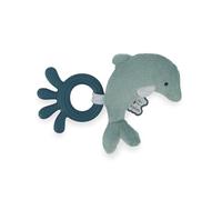 Kaloo, Petit Calme, Teething Ring with Comforter Dolphin, New Baby Gift | Silicone with Bumps and Grooves for Massaging Gums, Comforter Dual-Material, From Birth, Baby Teething Toy, Gum Massage
