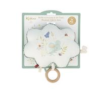Kaloo - Petites Chansons - Fabric and Wood Music Box - 15 cm Musical Pillow - “A Green Mouse” Nursery Rhyme (French) - Early-Learning Cushion for Babies - Green and White - 0 Months +, K210000