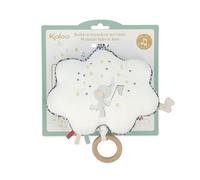 Kaloo - Petites Chansons - Fabric and Wood Music Box - 15 cm Musical Pillow - “Twinkle, Twinkle, Little Star” Nursery Rhyme (French) - Early-Learning Cushion for Babies - Blue and White - 0 Months +, K210001